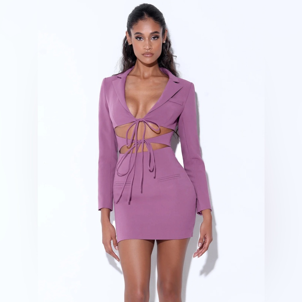 Purple Cut-Out Blazer Dress
